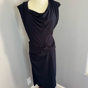 Nicole Miller Altier Sleeveless Drape Front Mini Dress - Black - Size Large
